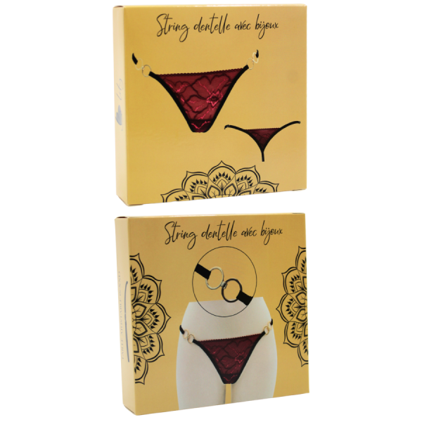 String bordeaux avec anneaux détachables 